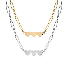 Load image into Gallery viewer, Three Heart Paperclip Engraving Necklace