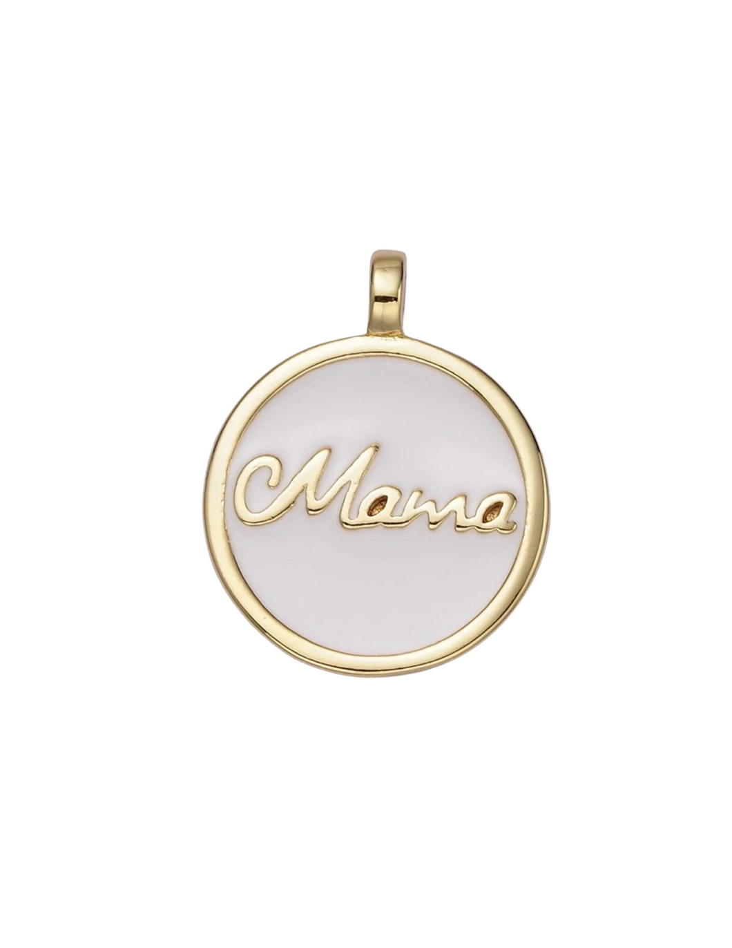 White/Gold Mama Circle Charm