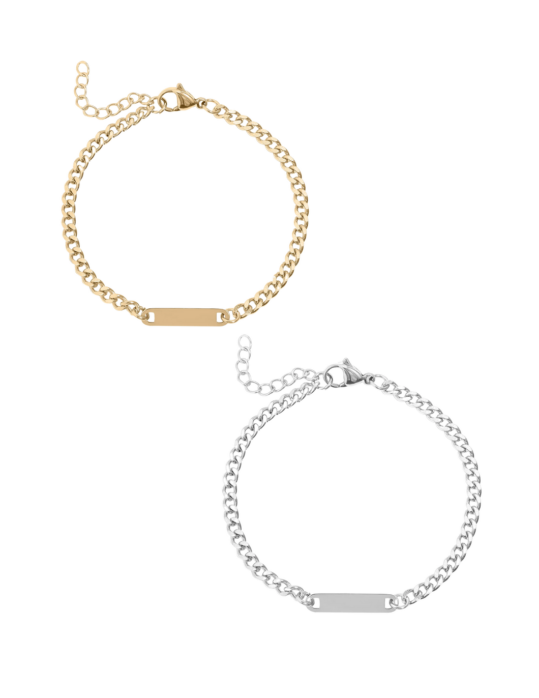 Curb Chain Bar Engraving Bracelet