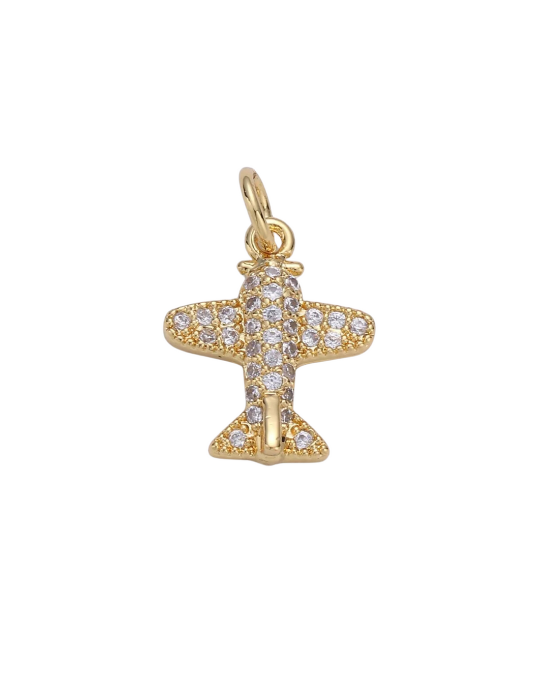 Gold Rhinestone Airplane Charm