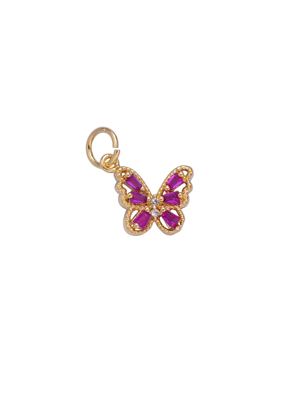 Fuchsia CZ Butterfly Charm