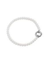 Load image into Gallery viewer, Pearl Toggle Clasp Silver Bracelet
