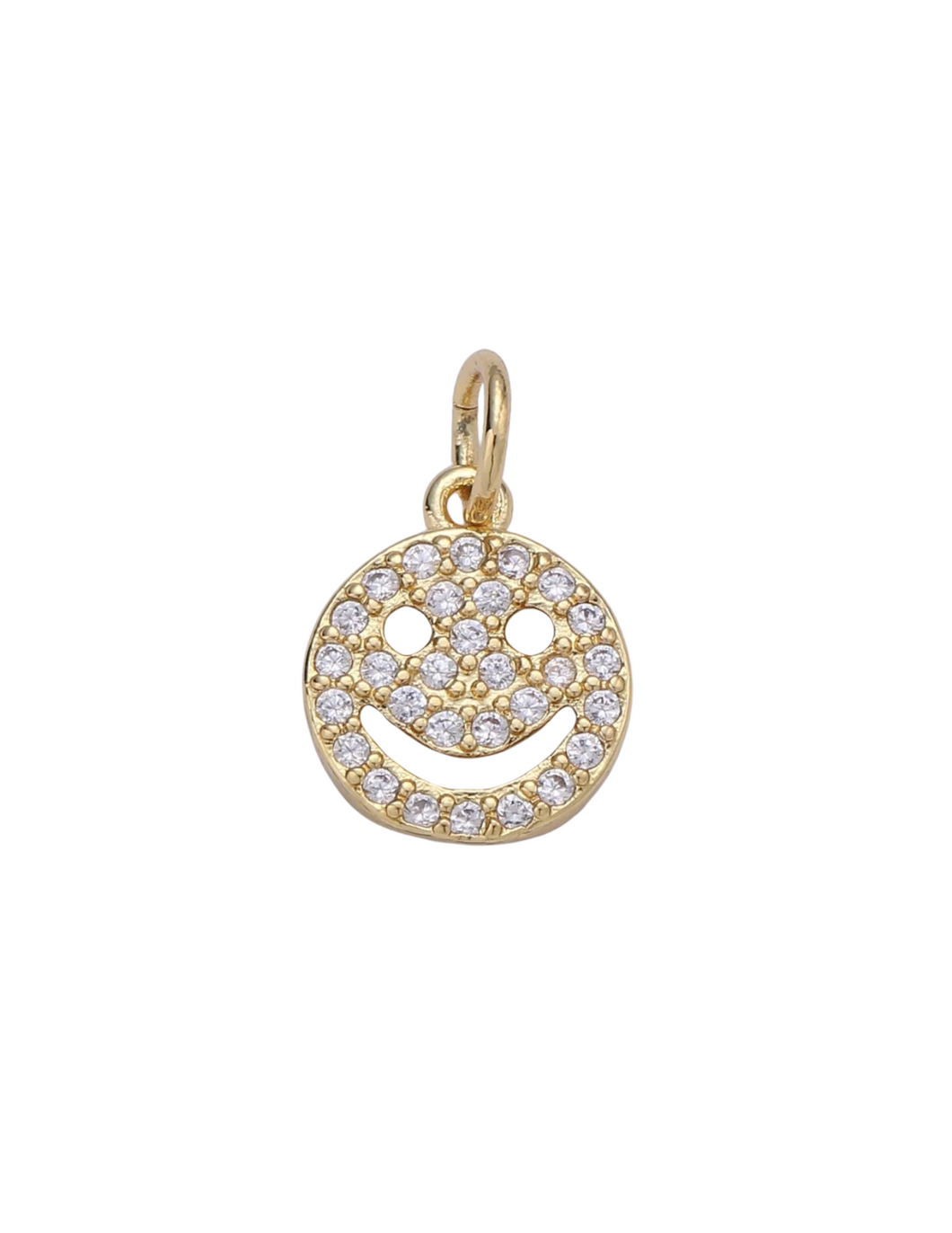 Gold CZ Happy Face Charm