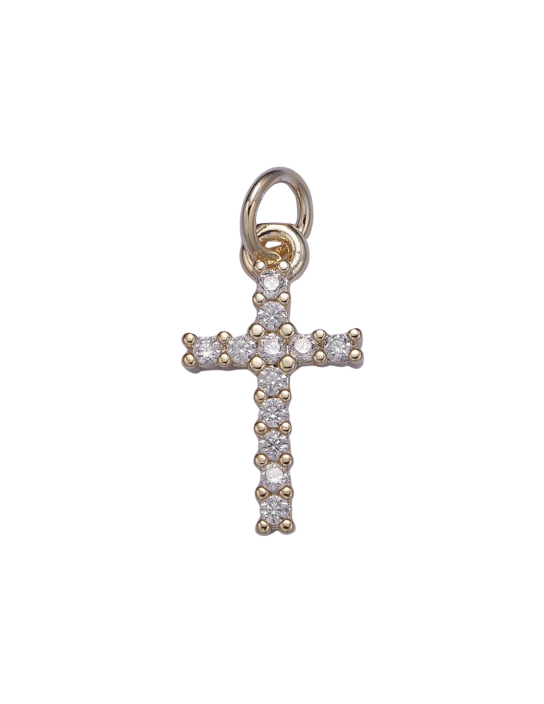 Gold CZ Cross Charm