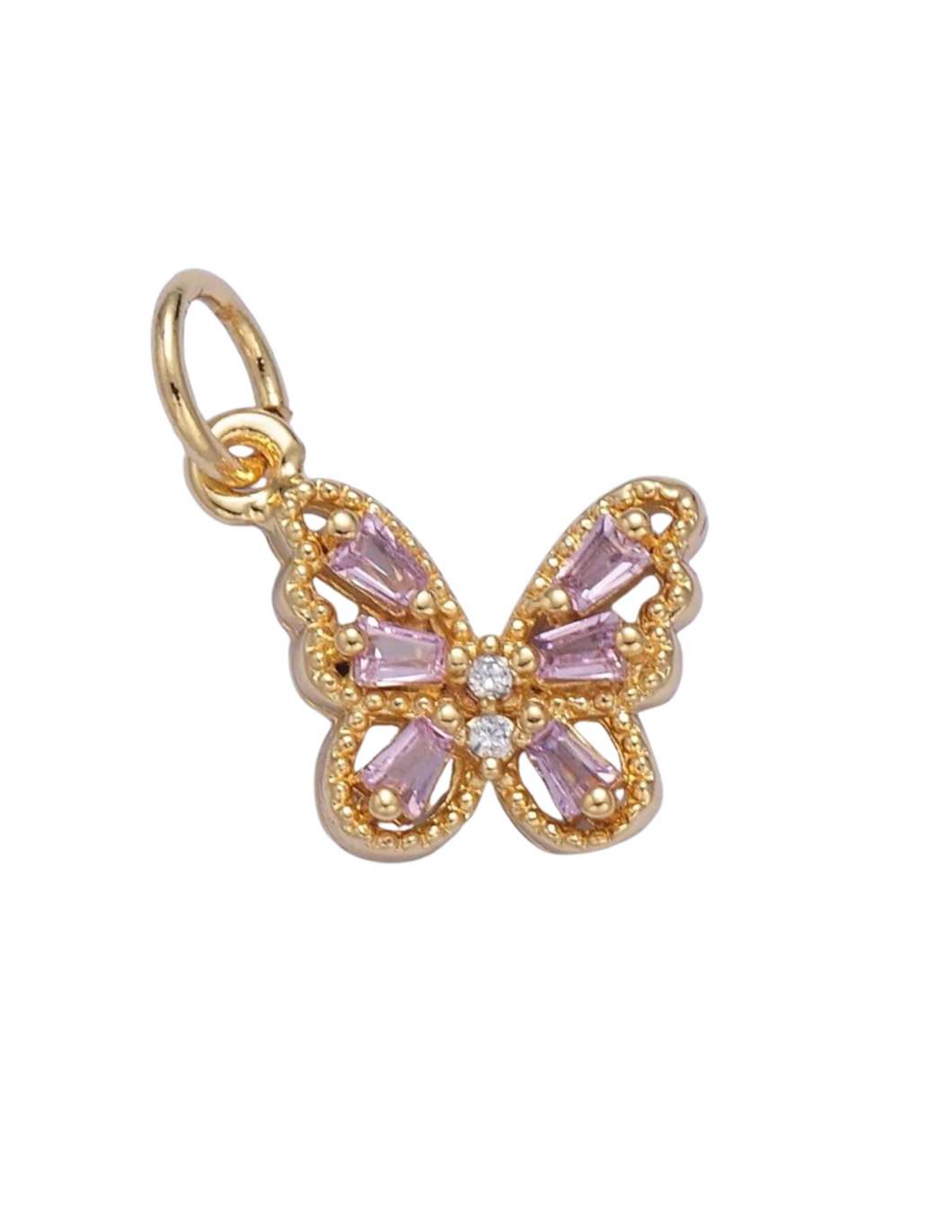 Pink CZ Butterfly Charm