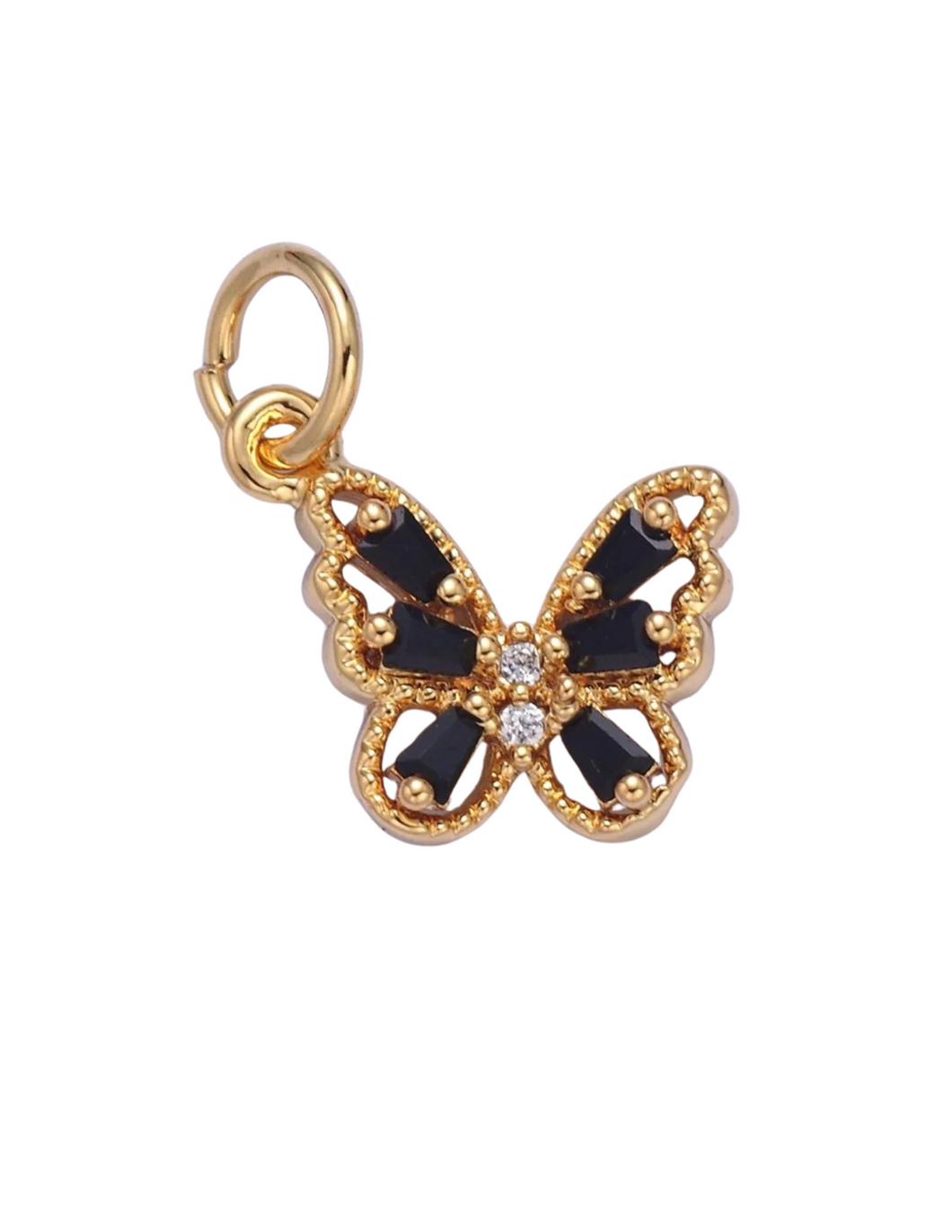 Black CZ Butterfly Charm