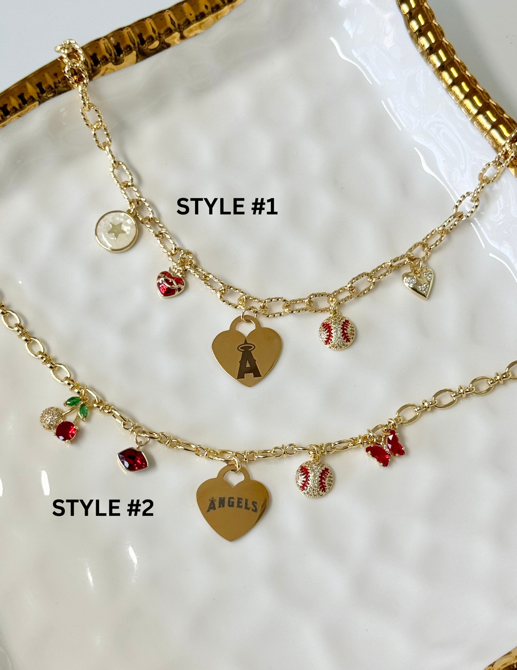 Angels Baseball Charm Necklace