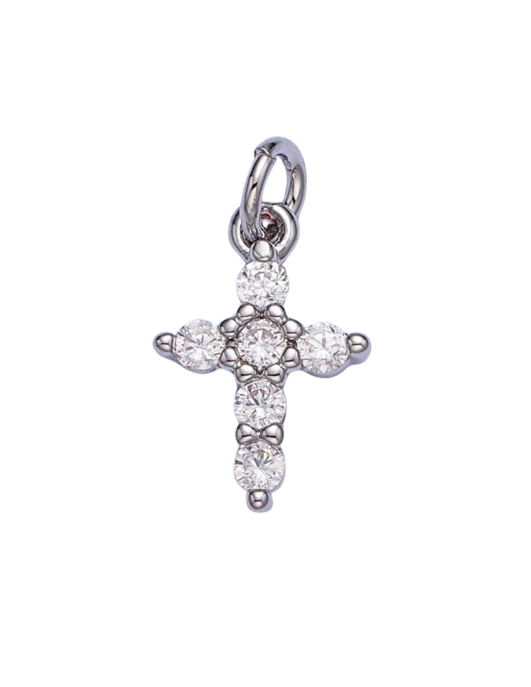 Silver CZ Cross Charm