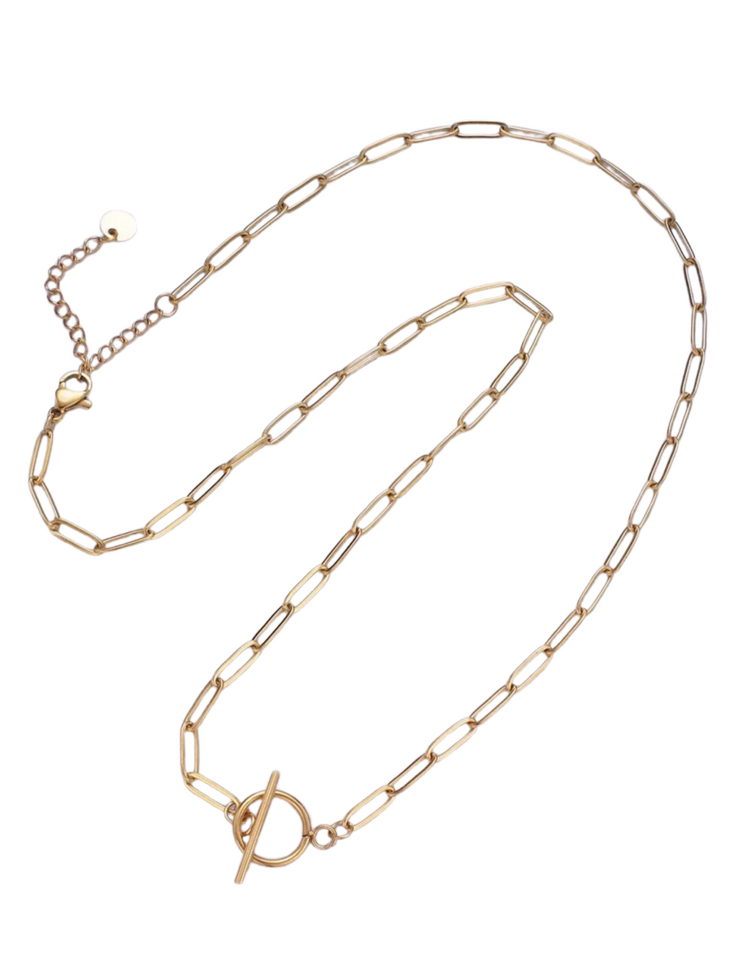 Gold Toggle Clasp Paperclip Necklace