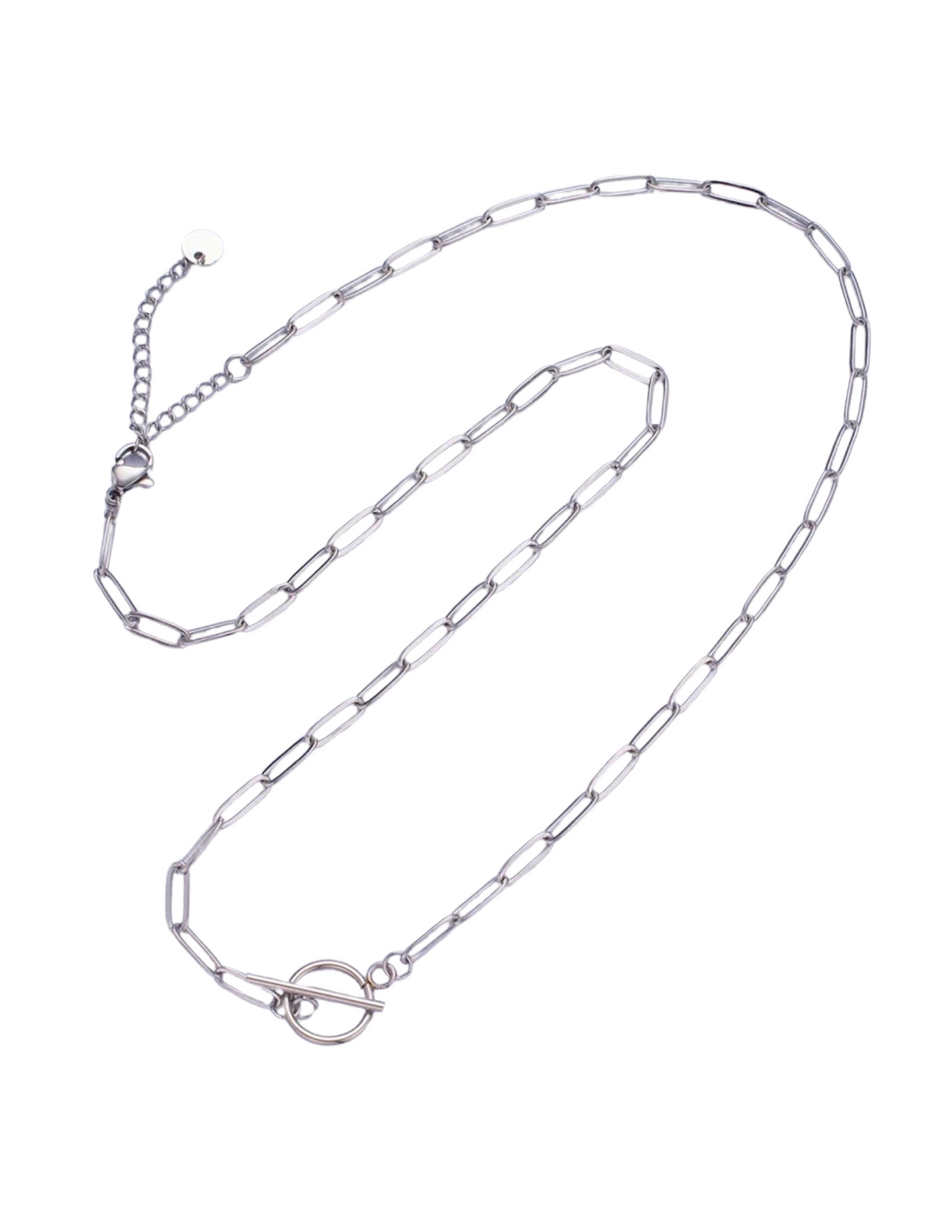 Silver Toggle Clasp Paperclip Necklace