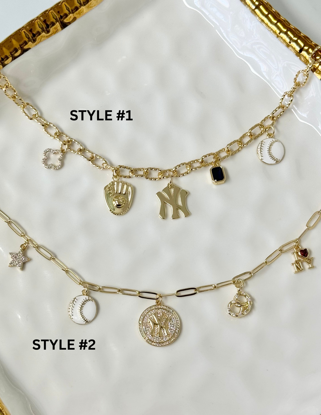 NY Baseball Charm Necklace
