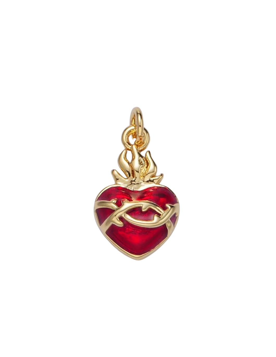 Red Flame Heart Charm