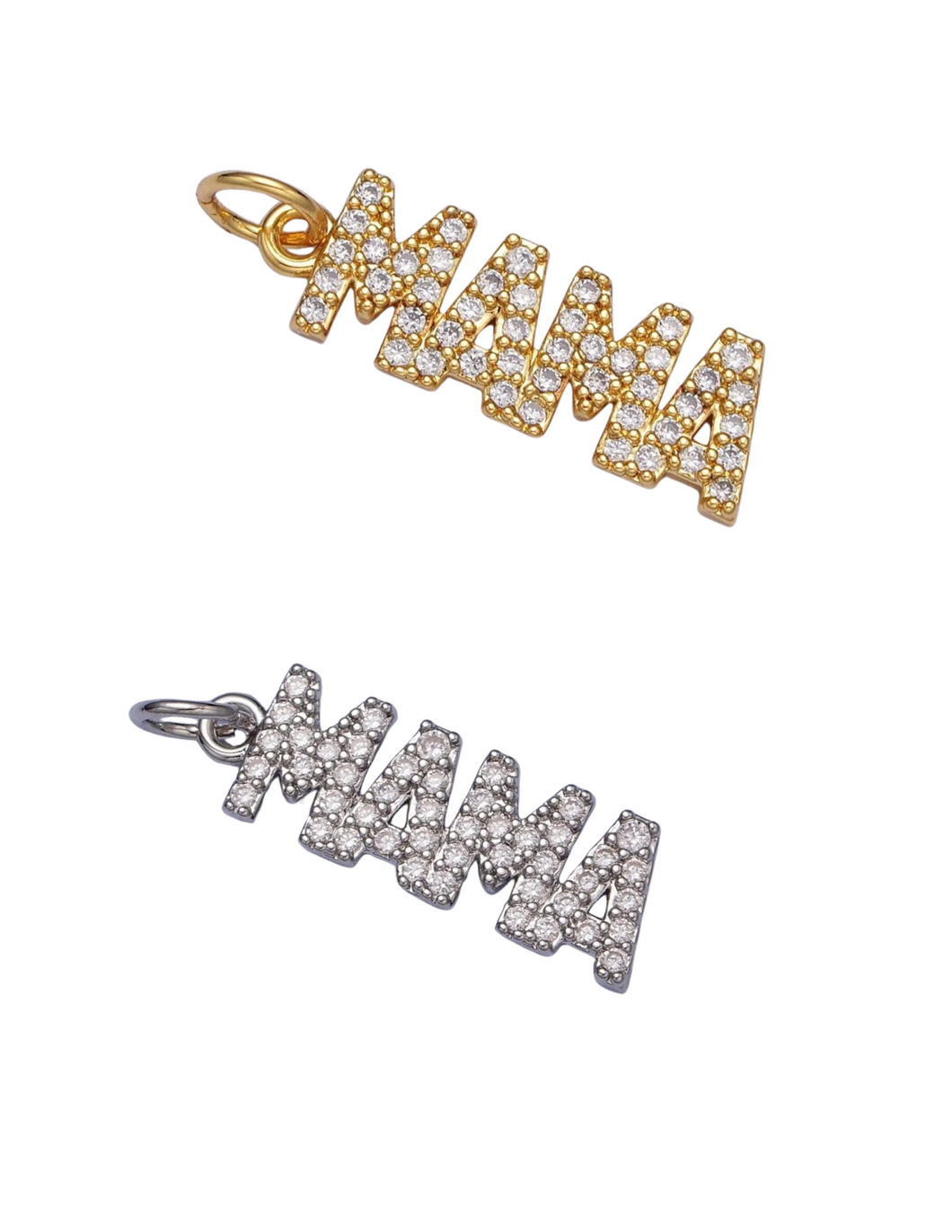 Gold & Silver CZ MAMA Charm