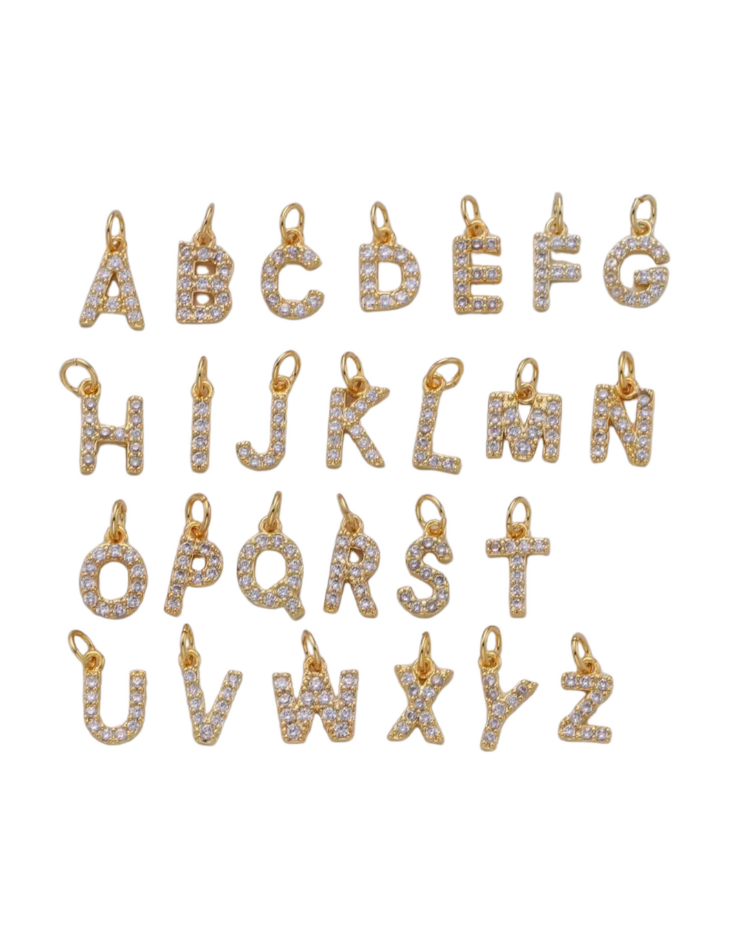 Gold Rhinestone Initial Charms