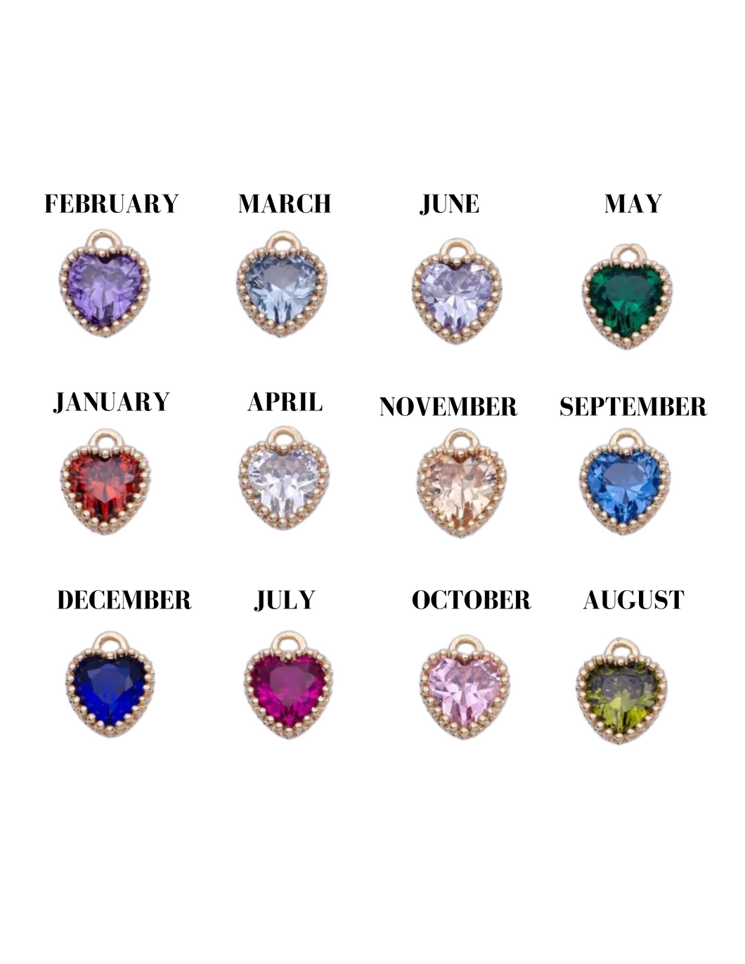 Birthstone Heart Charms