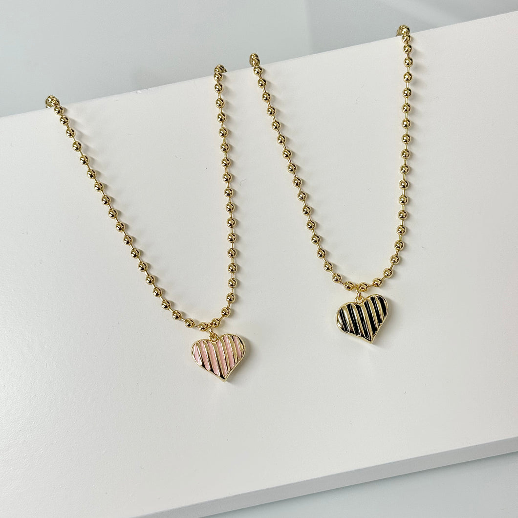 Striped Chunky Heart Necklace