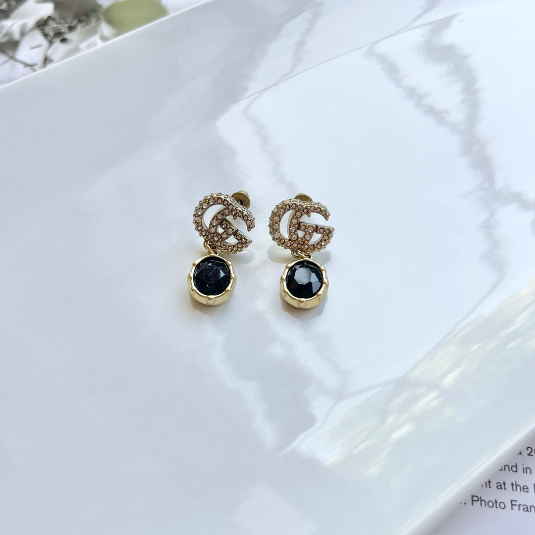 Black GG Dangle Studs