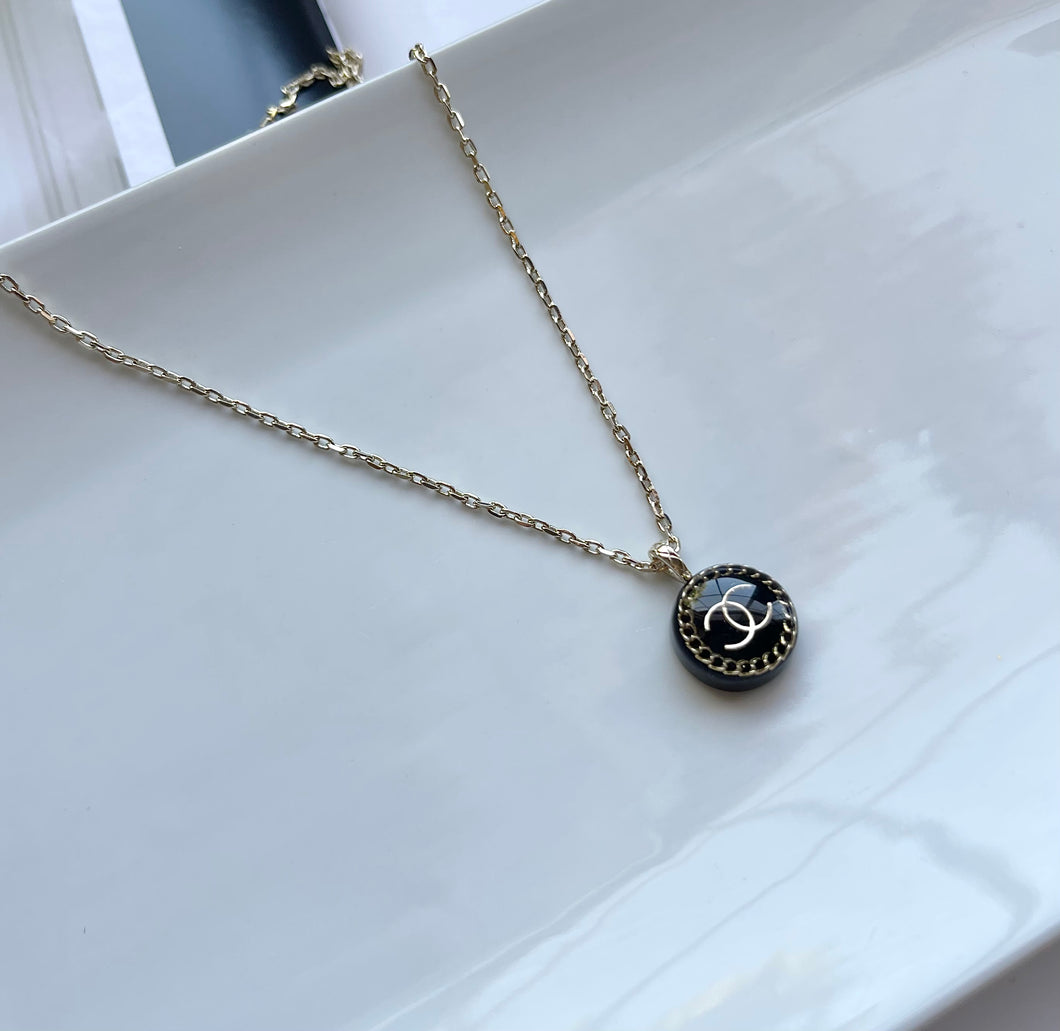 Black CC Charm Necklace