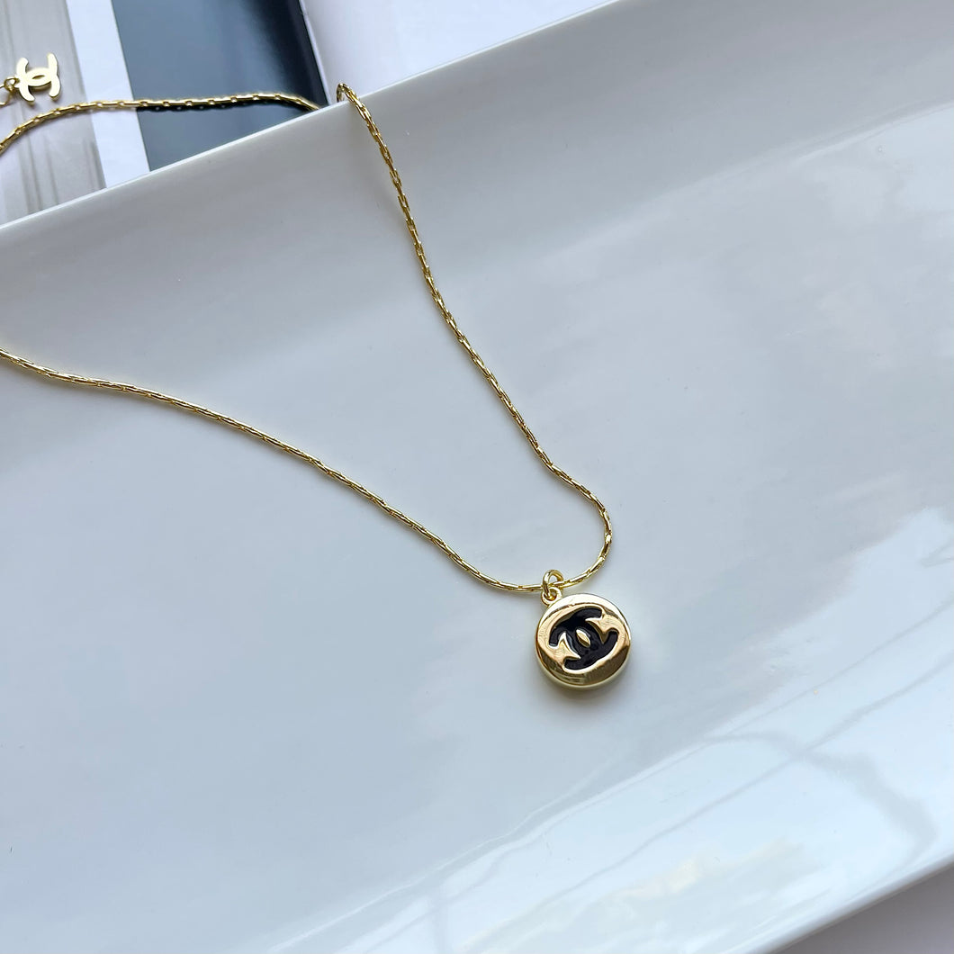 Gold CC Charm Necklace