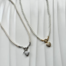 Load image into Gallery viewer, Pearl Heart Lock Necklace
