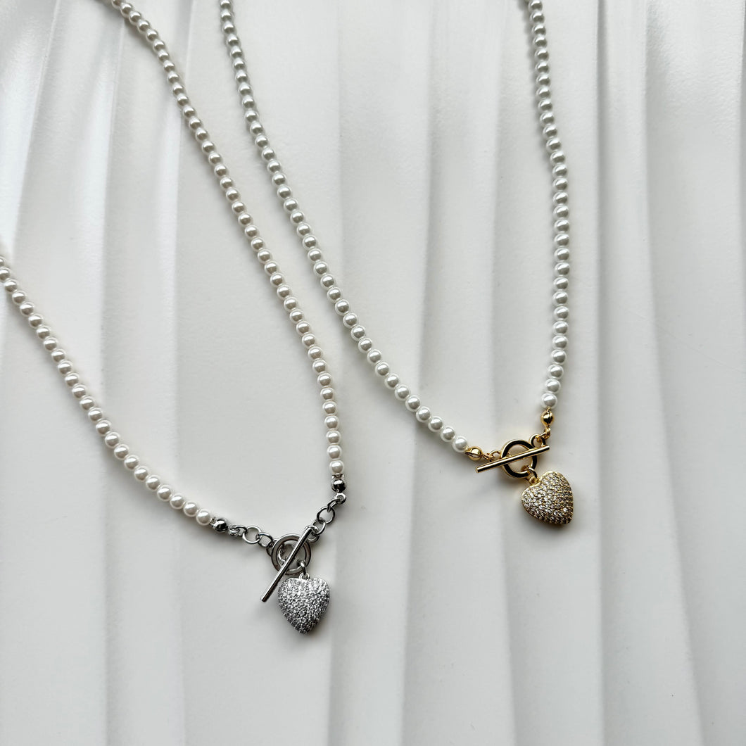 Pearl Heart Lock Necklace