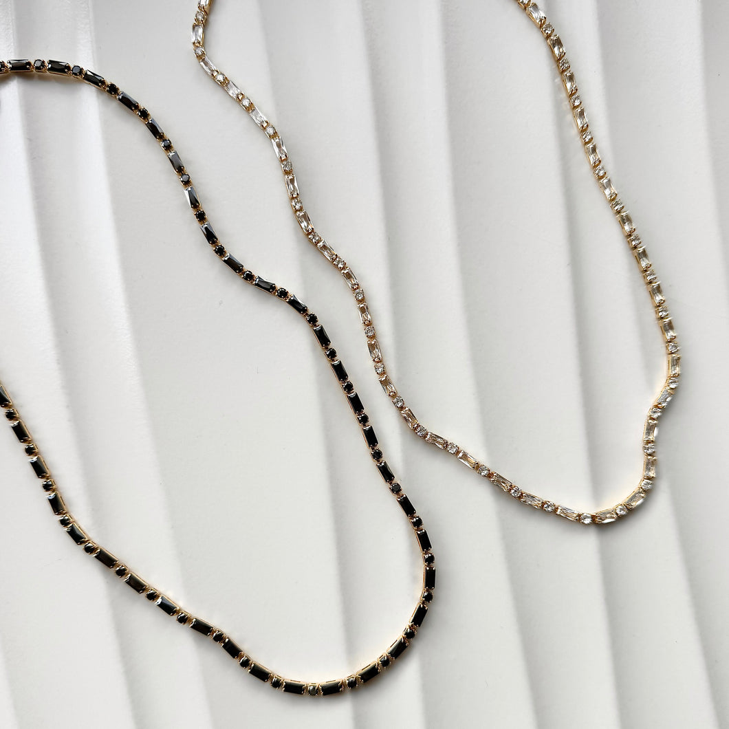 Black & Clear CZ Tennis Necklace