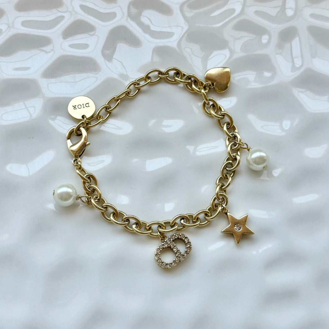 CD Pearl Charm Bracelet