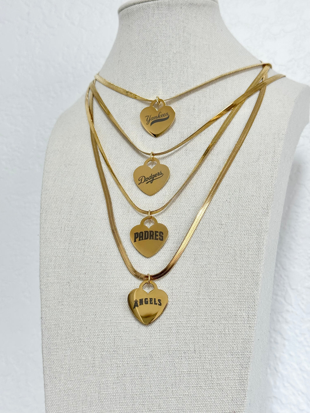 MLB Heart Herringbone Necklace