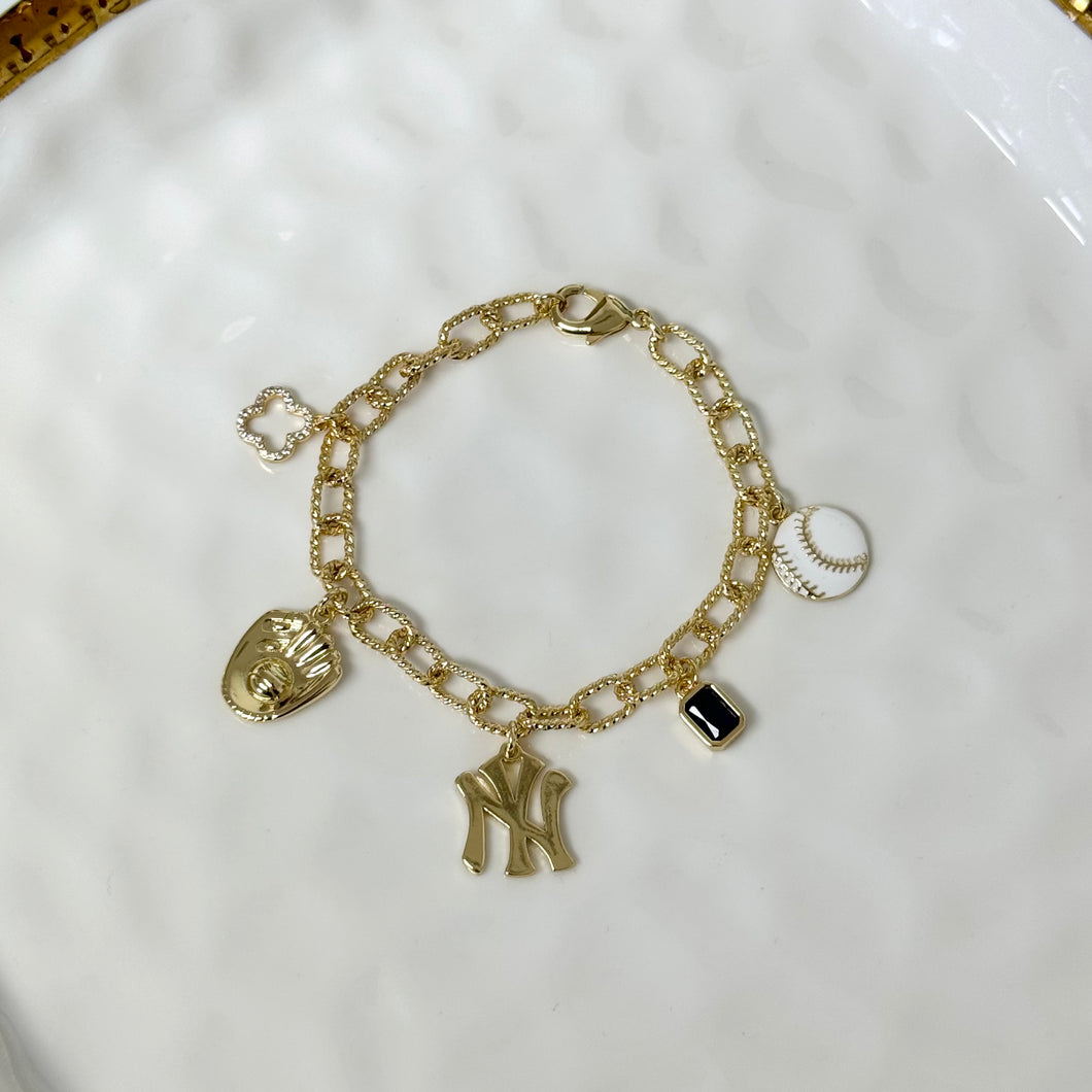 NY Yankees Baseball Charm Bracelet