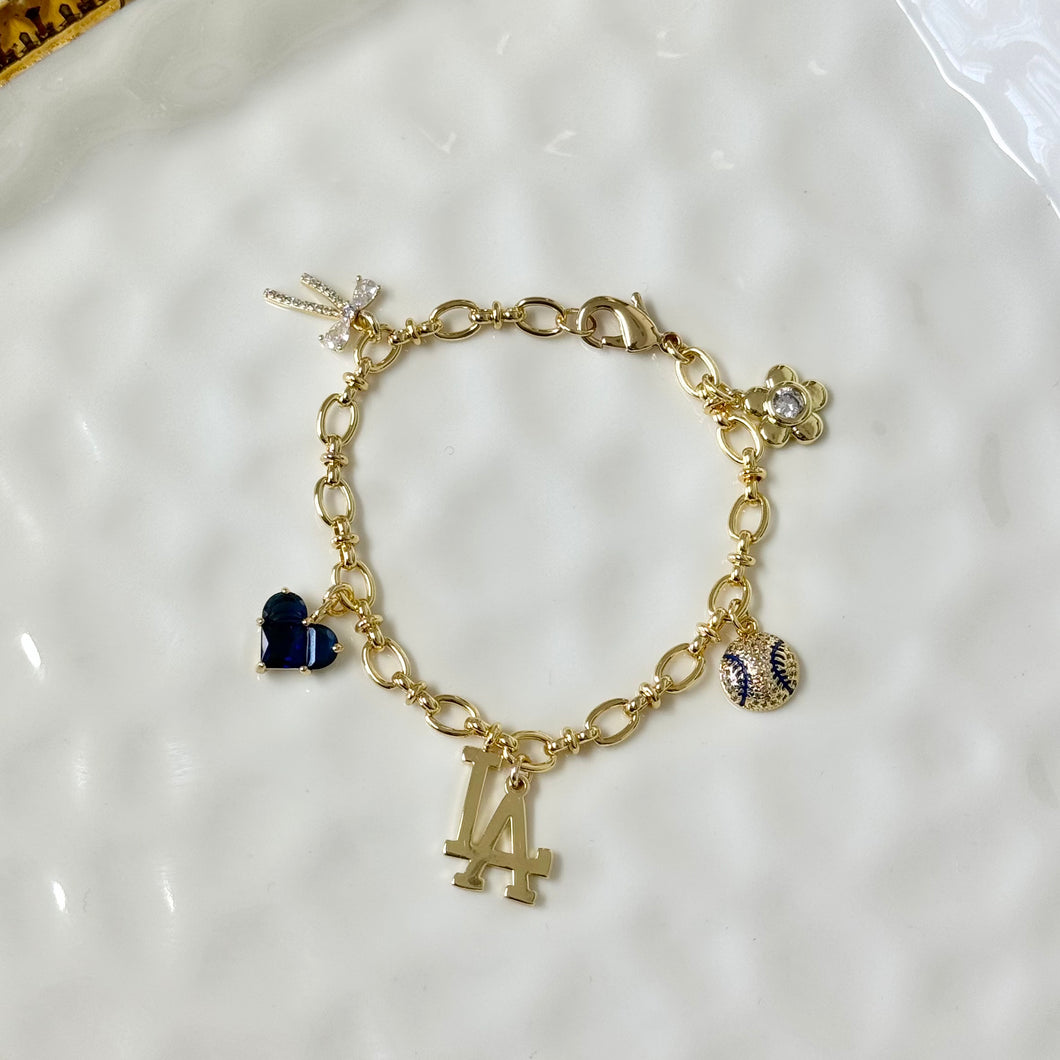LA Baseball Charm Bracelet