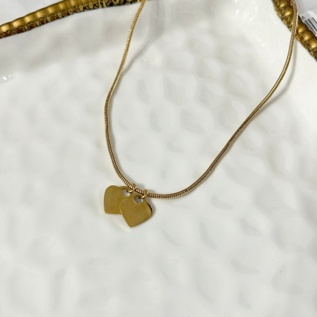 Double Heart  Engraving Necklace