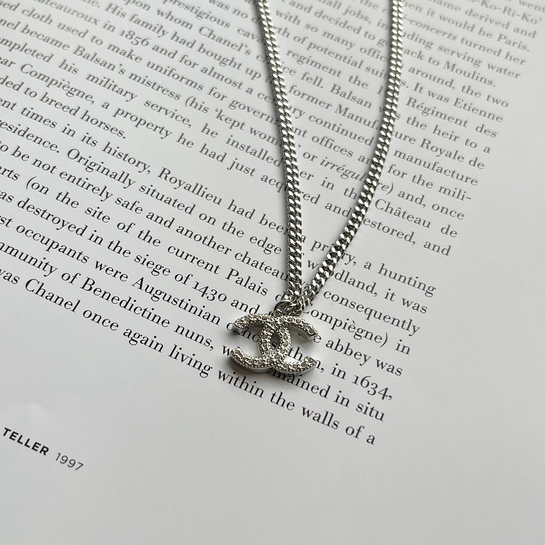 Silver CC Pendant Necklace