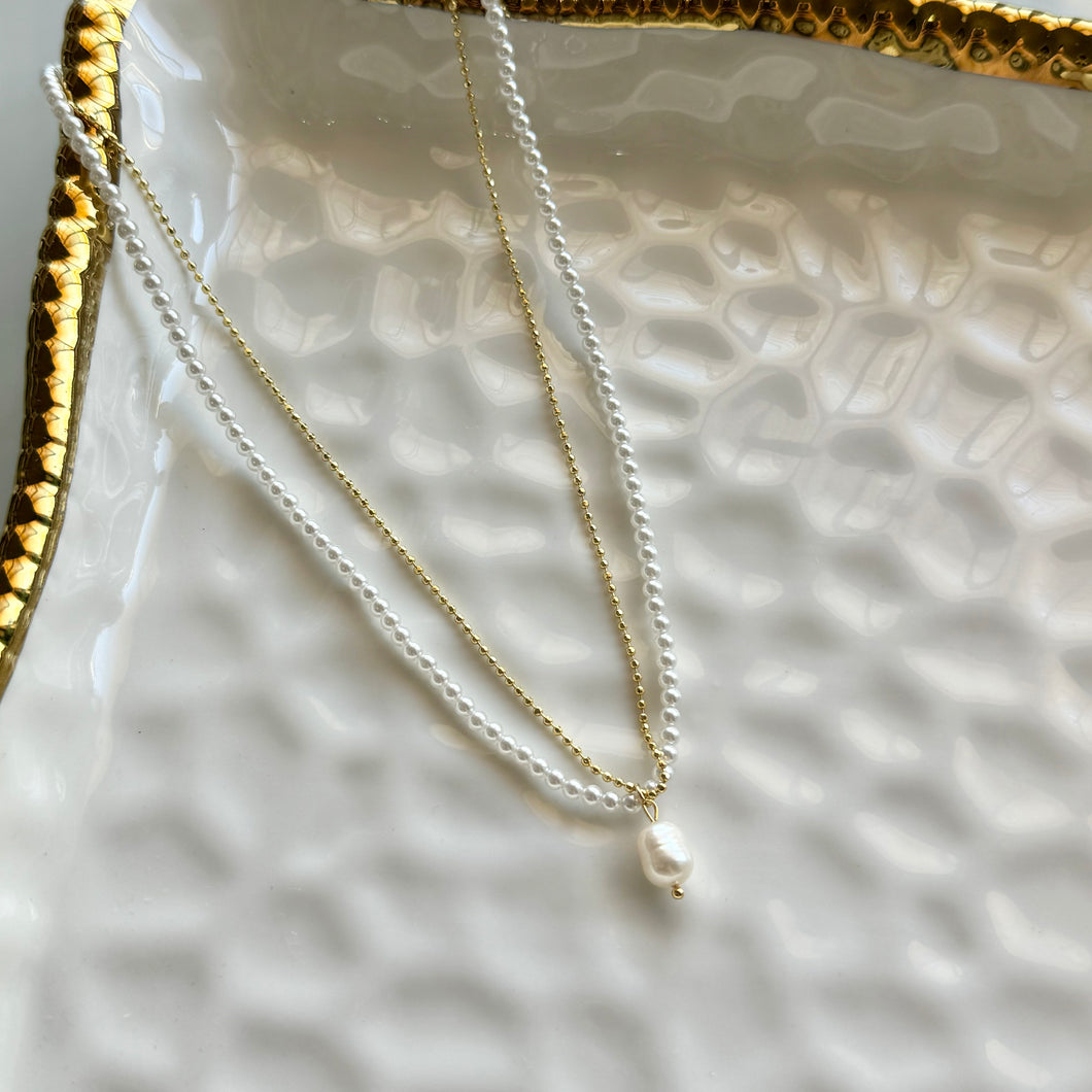 Double Pearl Necklace