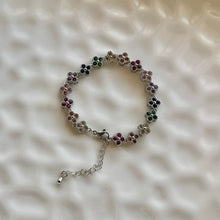 Load image into Gallery viewer, Silver/Multi Color Mini Clover Bracelet
