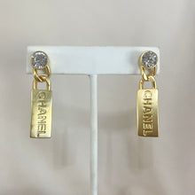 Load image into Gallery viewer, Gold CC Tag Earrings
