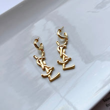 Load image into Gallery viewer, Gold YSL Dangle Hoops
