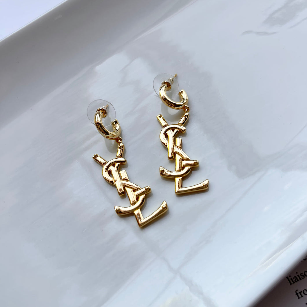 Gold YSL Dangle Hoops