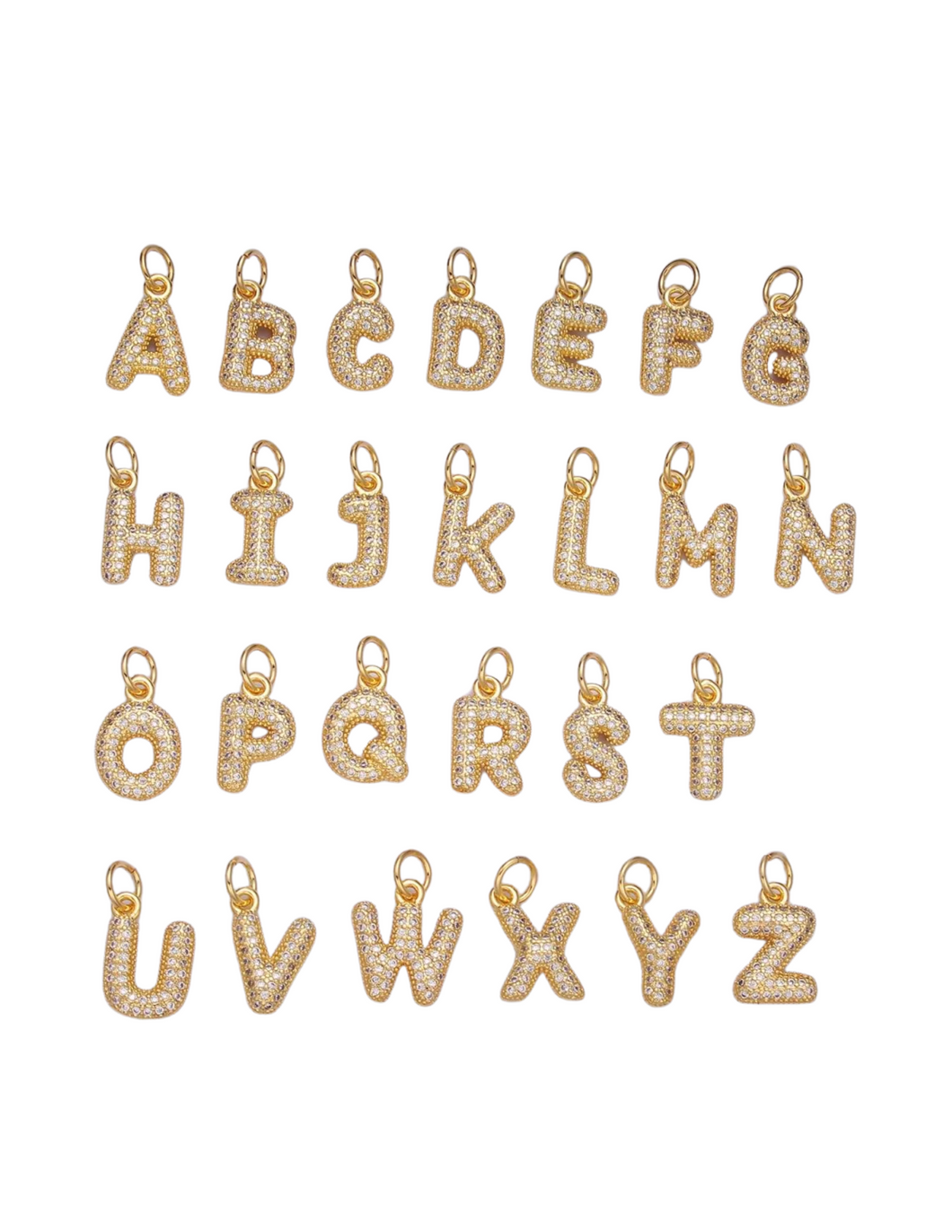 Rhinestone Bubble Initial Charms