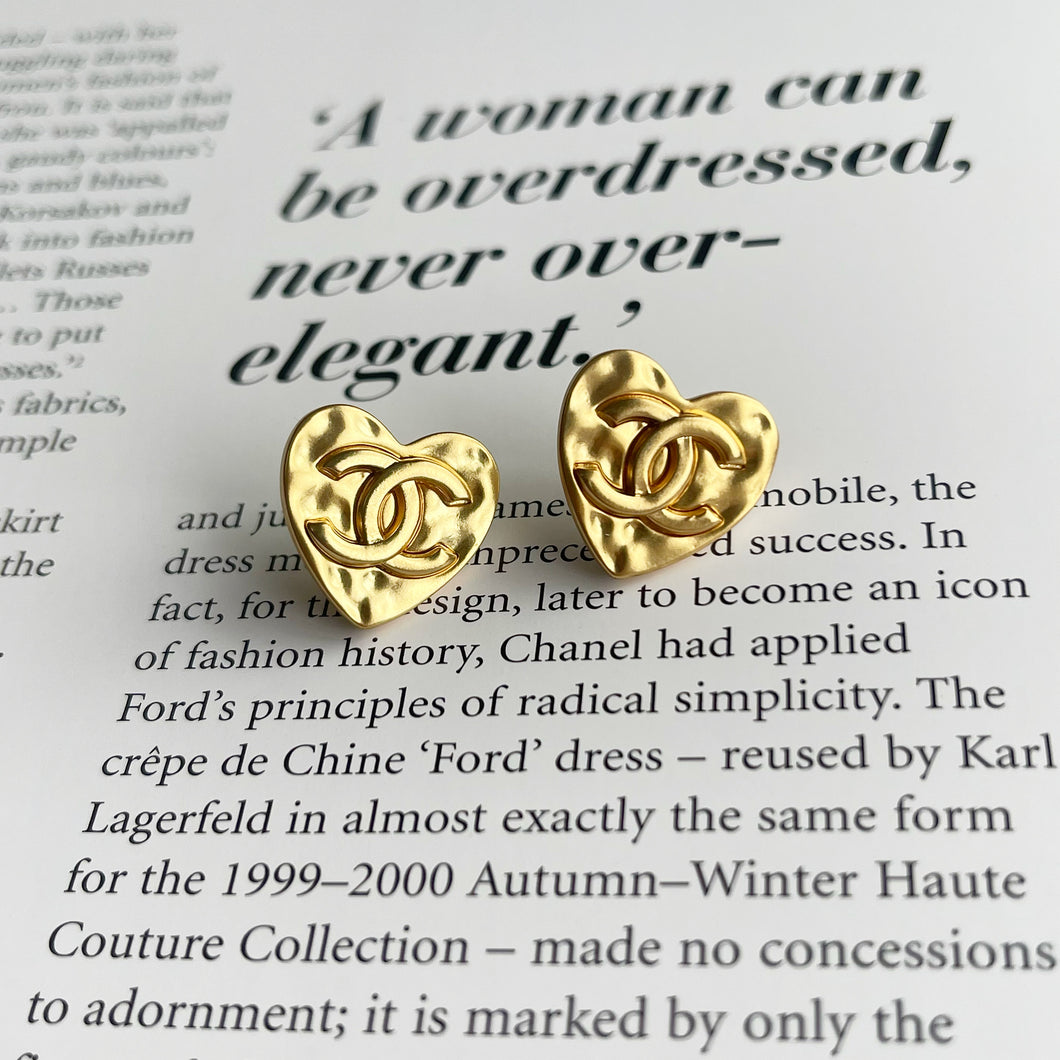 Vintage CC Heart Studs